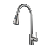 Смеситель для кухни с выдвижным изливом Raffine F213L, сатин