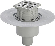 556914 трап с вращающ. и измен. по высоте решеткой из нерж. 100х100мм,вертикальный отвод,пласт/серый