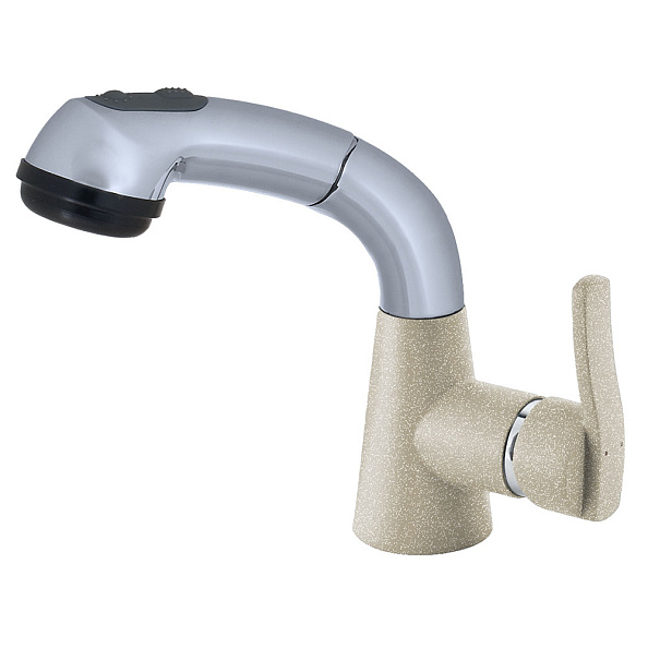 Смеситель для кухни с выдвижным изливом и режимом душ GranFest 3773, топаз