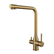 Смеситель для кухни с подключением фильтра Shevanik S248G, золотой сатин