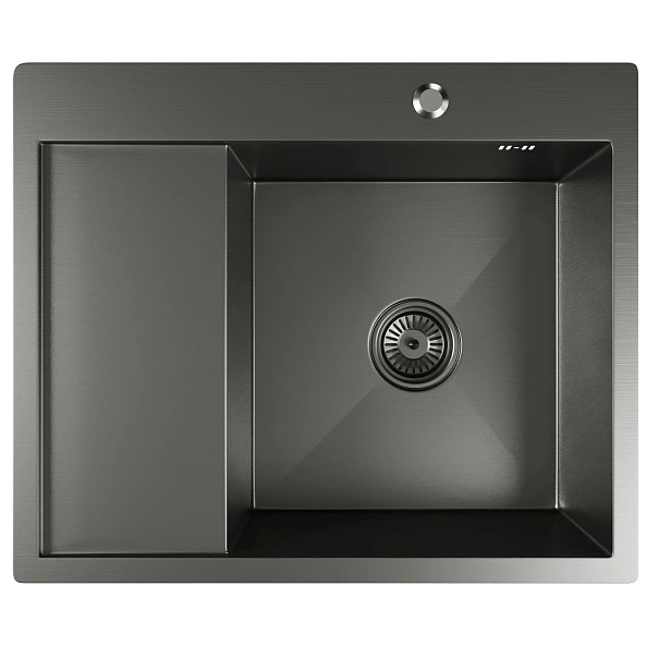 Мойка настол.монтаж 60х50 (3,0) прав. вып 3 1/2  MIXLINE PRO 20см с сифоном (черный графит)