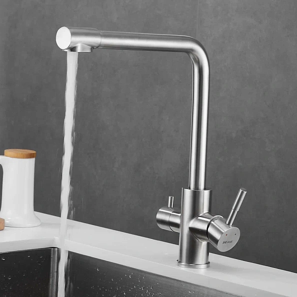 Смеситель для кухни с подключением фильтра Shevanik S868B, сатин