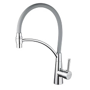 Смеситель для кухни с гибким изливом Shevanik S743-9, хром/серый