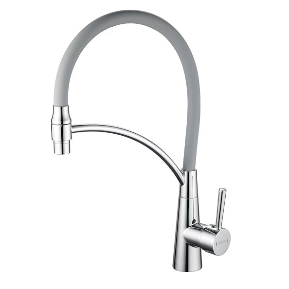 Смеситель для кухни с гибким изливом Shevanik S743-9, хром/серый