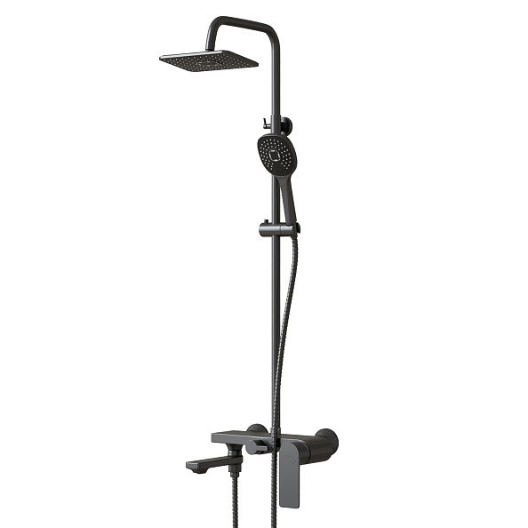 Душевая система 35к MIXLINE МЛ33-06Г(ML33-06GR) "Сити"излив лейка 3 поз. +лейка "Троп. душ" ГРАФИТ (556594)