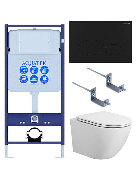 SET AQUATEK ЕВРОПА T KDI74 (рама AQUATEK Standard INS-0000012 с клавишей KDI-0000074 и крепежом KKI-0000002+унитаз AQ1900T-00 с тонким сиденьем sc)