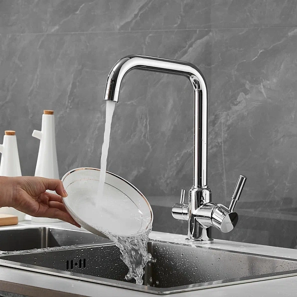 Смеситель для кухни с подключением фильтра Shevanik S268, хром