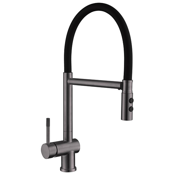 Смеситель для кухни с гибким изливом и режимом душ Fmark FS0252Q, графит