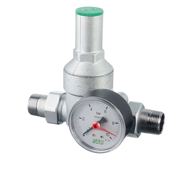 Редуктор хром FAR 1/2" НР мембранный с манометром (FA 2815 12)