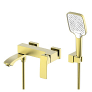 Смеситель Raglo R01.30.03 для ванны и душа настенный излив поворотный 15 см, сатин золотой