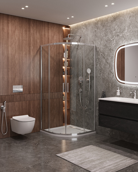 Душевой уголок Cezares Molveno 90x90x195 мм, полукруглый, хром (MOLVENO-R-2-90-C-Cr-IV)