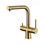 Смеситель для кухни с выдвижным изливом Grocenberg GB4097MG, матовое золото