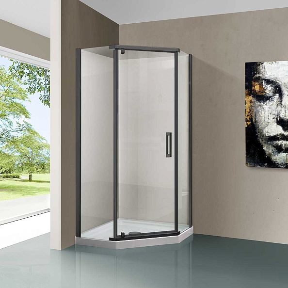 Душевой уголок Vincea Stresa (VSP-1S100CLGM) 1000х1000 мм, вороненая сталь, стекло прозрачное