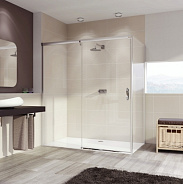 401607.092.321 AURA Боковая стенка 900х2000 для односекционной раздвижной двери с неподвижным сегментом, стекло прозрачн.