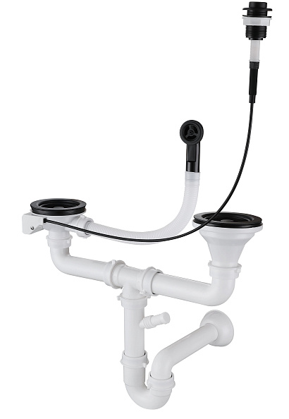 Сифон двойной  3 1/2" п/авт с круг пер черный