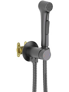 AQ1020BGM ЕВРОПА комплект для гигиенического душа встроенный (смеситель + гигиеническая лейка + шланг), оружейная сталь