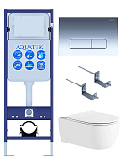 Set AQUATEK ЕВРОПА New-016 4в1 (рама AQUATEK INS-0000017+крепление KKI-0000002 +кнопка KDI-0000016 + унитаз AQ1106L-00+тонкое сиденье с механиз)