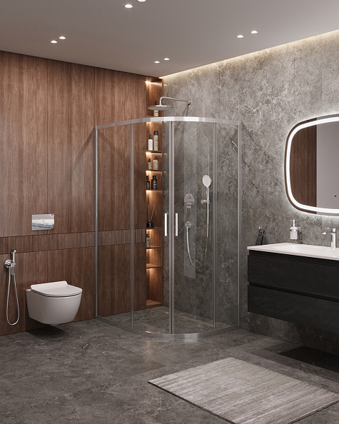 Душевой уголок Cezares Molveno 120x90x195 мм, полукруглый, хром (MOLVENO-RH-2-120/90-C-Cr-IV)