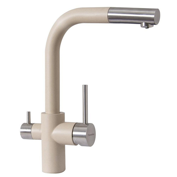 Смеситель для кухни с выдвижным изливом и подключением фильтра Florentina КРИСТАЛЛ 333.32H.2123.104, бежевый