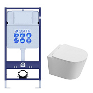 SET AQUATEK ТАУРУС Т (рама AQUATEK Standard INS-0000012(без клавиши и крепежа)+Унитаз подвесной AQ1580T-00 ТАУРУС с тонким сиденьем soft-close