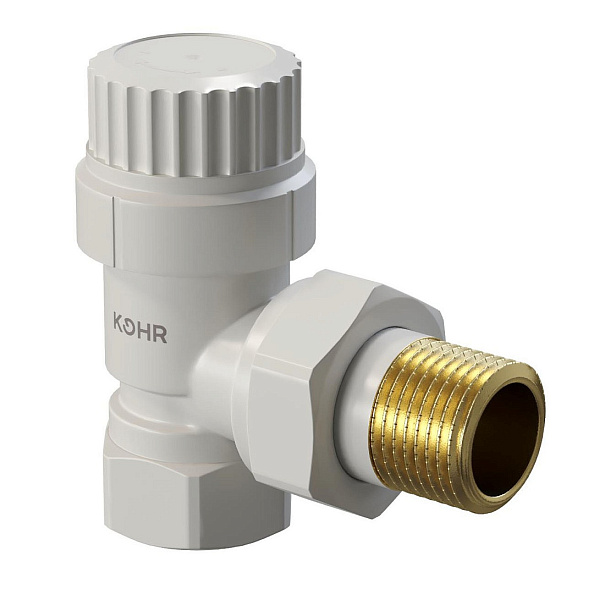 Вентиль термостатический Kohr 1/2" угловой, белый (KTC 0012W)