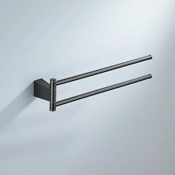 Полотенцедержатель поворотный двойной Shevanik SG5707T, оружейная сталь