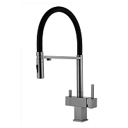 Смеситель для кухни с гибким изливом и подключением фильтра Grocenberg GB4098BG, графит