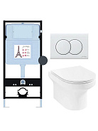 E21743RU-00 Унитаз c инсталляцией Elite, сиденье тонкое микролифт, панель для двойного смыва, глянцевый белый (E36495-NF+E36496-00+EDX114RU)