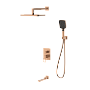 Душевая система для ванны и душа DQ Dortmund встраиваемая с изливом браш.роз.золото (DA1715633)