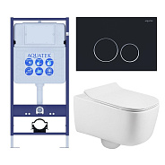 SET AQUATEK ЛУГАНО-020 4в1 (рама AQUATEK Standard INS-0000012+ кркпеж KKI-0000002+клавиша KDI-0000020+унитаз ЛУГАНО AQ2002-00 с тонким сиденьем soft-c