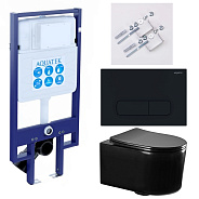 SET AQUATEK МИЯ-MB-017 4в1 (рама AQUATEK Standard INS-0000020+ крепеж KKI-0000002+клавиша KDI-0000017+унитаз AQ2004-MB с тонким сиденьем soft-close