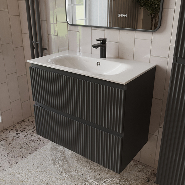 Тумба с раковиной подвесная (80см) Terminus Sicilia SIC10802701601O, графит