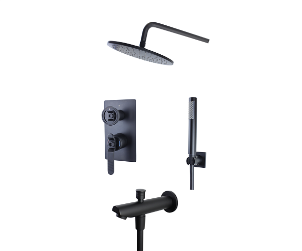 Душевой комплект Bronze de Luxe 1760'S LOFT встраиваемый матовый черный (6630SB)