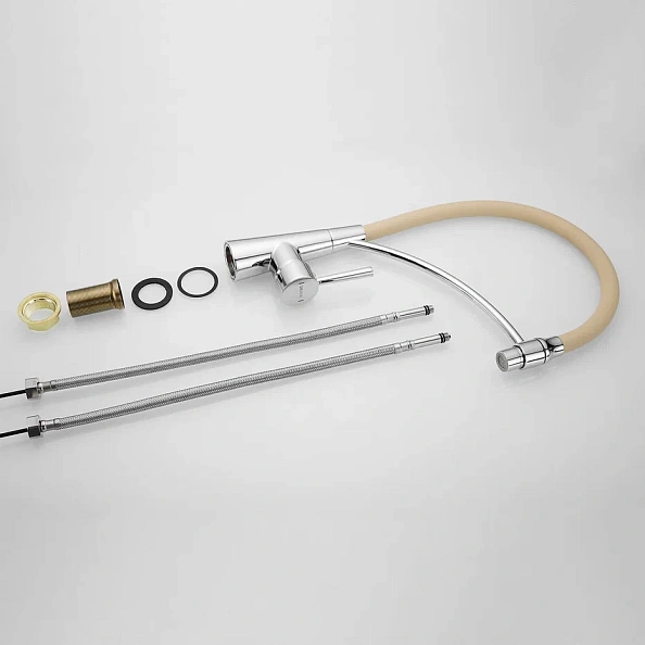 Смеситель для кухни с гибким изливом Shevanik S743-2, хром