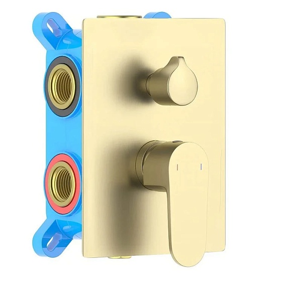 AQ1247BG ОБЕРОН смеситель для ванны 3 режима (внешняя и скрытая часть), шлиф. золото