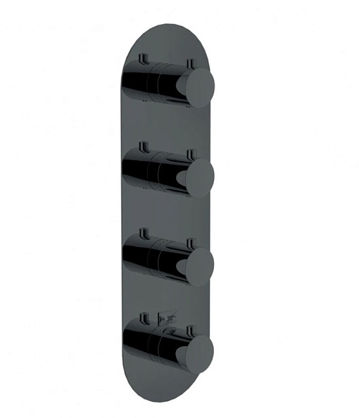 Термостатический смеситель Nobili для ванны 4 выхода (внешняя часть), глянцевый черный (WE00104/TFLP)