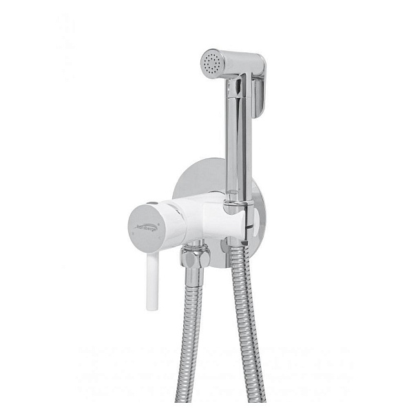 Гигиенический душ со смесителем встраиваемый Hansberge H3099W, хром/белый