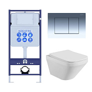 Set AQUATEK ЛИРА (рама AQUATEK Standard INS-0000012 с звукоиз.прокладкой+крепеж KKI-0000002+кнопкаKDI-0000010+унитаз ЛИРА AQ1155-00 с крышкой-сиденьем