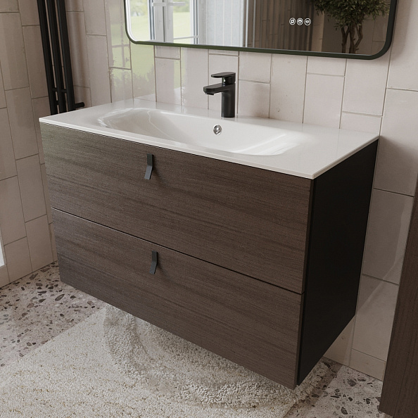 Тумба с раковиной подвесная (100см) Terminus Kontur KON101002200001O, венге/графит