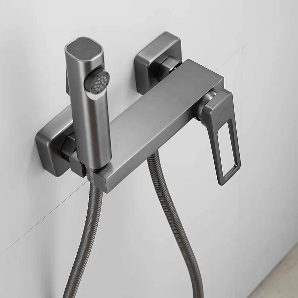 Гигиенический душ со смесителем Shevanik S6805T-1, оружейная сталь