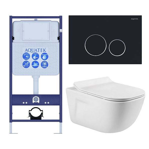 SET AQUATEK ДИВА-020 4в1 (рама AQUATEK Standard INS-0000012+ кркпеж KKI-0000002+клавиша KDI-0000020+унитаз ДИВА AQ2012-00 с тонким сиденьем soft-close