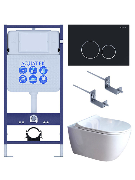 SET AQUATEK ПОЛАРИС (рама AQUATEK Standard INS-0000012+унитаз ПОЛАРИС AQ0700-01 с тонким сиденьем soft-close+ крепеж KKI-0000002 +панель KDI-0000020)