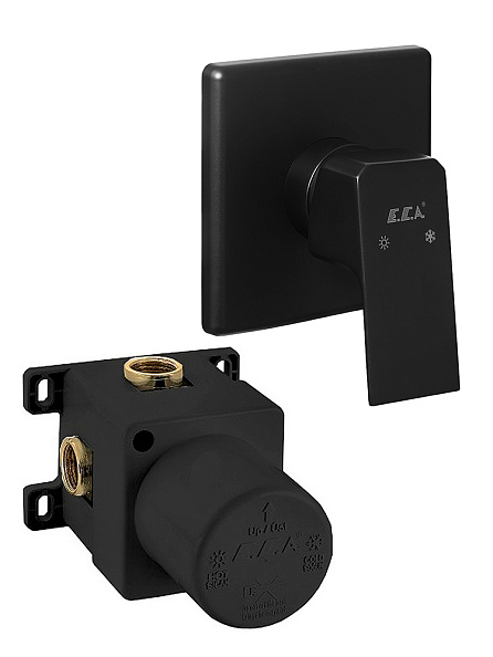 102167105C1EX-K + 102166102C1EX TIERA смеситель для душа (внешняя часть) матовый черный + скрытая часть матовый черный