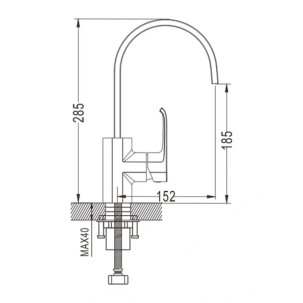 Смеситель для кухни Rose R1713, хром