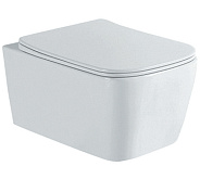 AQ1148N-00 ЛИБРА New Унитаз-компакт подвесной безободковый 495*350*260мм, тонкое сиденье с механизмом плавного закрывания, крепеж