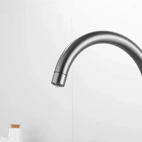 Смеситель для кухни с подключением фильтра Shevanik S128T, оружейная сталь