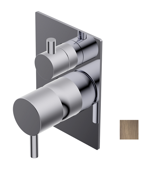 Смеситель для душа Ritmonio Diametro35 S, на 2 потребителя, с поворотным переключателем, Brushed Dark Bronze (PR52GC111F34)