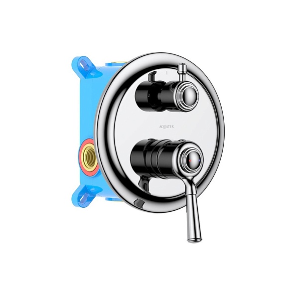 Смеситель для ванны AQUATEK КЛАССИК, 2 режима, внешняя и скрытая часть, хром AQ1546CR