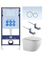 SET AQUATEK ЕВРОПА-015 4в1 (рама AQUATEK Standard INS-0000012 с клавишей KDI-0000015 и крепежом KKI-0000002+унитаз AQ1901-00 с тонким сиденьем sc)