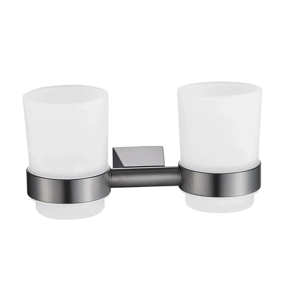 Стакан для ванной комнаты двойной Shevanik SG5722T, оружейная сталь